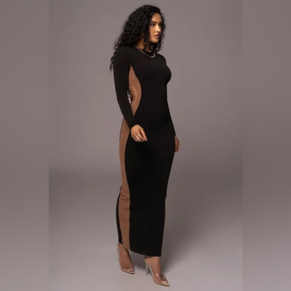 Jlux Label Noir Breakaway Maxi Dress Black Nude Size Medium